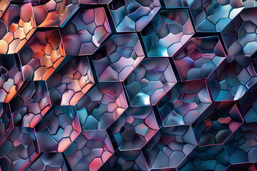 Aufkleber - Hexagonal shapes filled with intricate patterns and gradients.