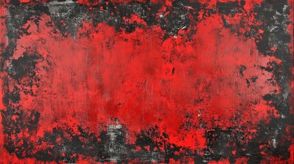 Poster - Abstract red and black grunge texture with distressed splashes and faded edges for a bold, moody background