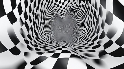 Poster - Abstract wavy black and white lines forming a flowing, dynamic background with optical illusions