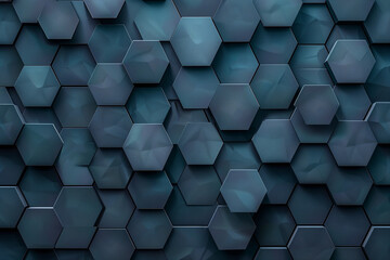Aufkleber - Interlocking hexagonal shapes in varying shades of blue, creating a modern and geometric pattern.