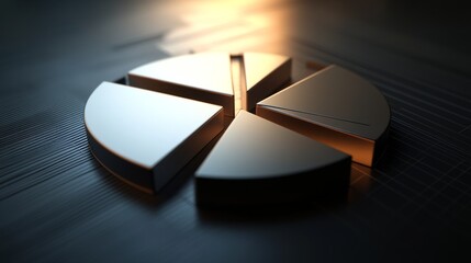 Aufkleber - Modern Abstract Pie Chart Design with Metallic Shine and Light Effects