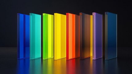 Leinwandbilder - Colorful Transparent Panels Arranged in a Gradient Spectrum Display