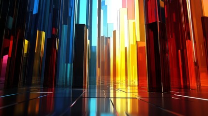 Aufkleber - Colorful Abstract Glass Column Landscape with Light Reflection