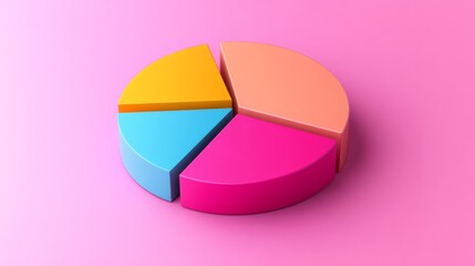 Poster - Colorful Pie Chart on Pink Background for Data Presentation