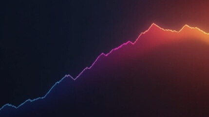 Leinwandbilder - Vibrant Colorful Data Visualization with Rising Trend Line on Dark Background