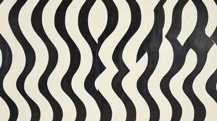Poster - Elegant black and white wavy line pattern creating a seamless abstract visual background