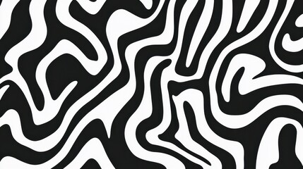Poster - Elegant monochrome abstract wavy lines creating a maze-inspired topographic design for modern backgrounds