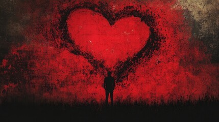 Poster - Intense red and black grunge texture with layered effects and a bold distressed look for moody backgrounds