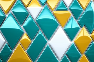 Aufkleber - A repeating triangle mosaic in alternating shades of teal, yellow, and white.