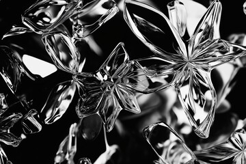 Poster - A macro shot of frost crystals forming delicate, intricate patterns on glass.