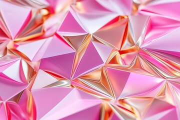 Poster - A layered pyramid pattern with light pink and gold gradients resembling folded paper.