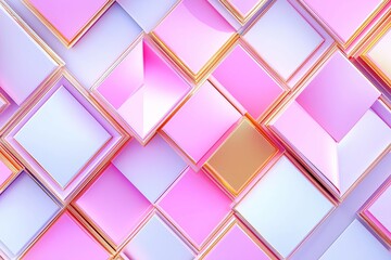 Poster - A layered pyramid pattern with light pink and gold gradients resembling folded paper.