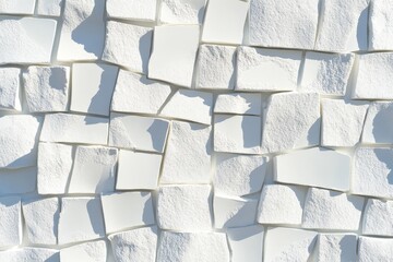 Poster - Abstract Textured Surface of White Ceramic Tiles in Array Formation, Capturing Light and Shadow, with Rough and Smooth Variations for Contemporary Design Aesthetics