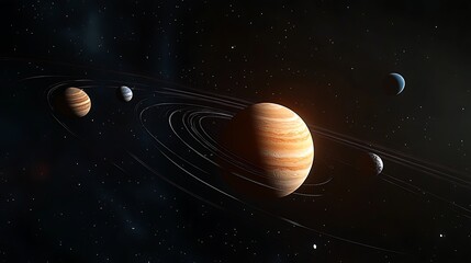 Poster - A holographic representation of a futuristic solar system at a science exhibit