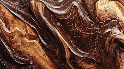 Poster - Rich mocha paint swirls beautifully, blending shades of brown and gold in an abstract dance. The vibrant patterns evoke warmth and creativity, inviting imagination and inspiration in every curve