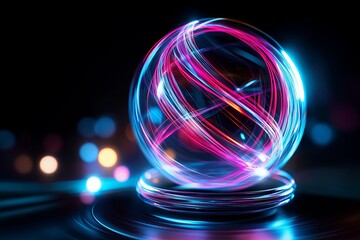 Poster - A glowing energy orb with pulsating lines radiating outward in electric blue