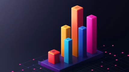Poster - colorful 3d bar graph displaying data visualization concepts