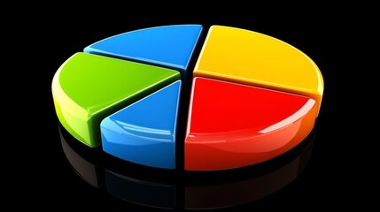 Poster - Colorful Pie Chart Segment Model Representation on Black Background