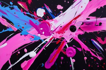 Poster - A dynamic splash of neon paint on a dark, textured canvas with glowing edges.