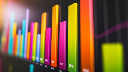Fototapete - Colorful Data Visualization with Bar Graphs and Trend Lines
