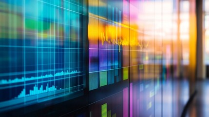 Poster - Modern Digital Wall Display with Colorful Data Visualization Elements