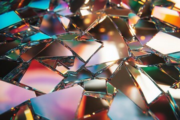Poster - A cracked mirror effect with fragments reflecting different colors and patterns
