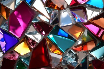 Poster - A collection of multicolored overlapping glass shards, creating a stained-glass effect.