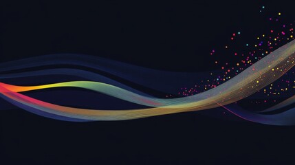 Poster - Colorful Abstract Waves with Dots in a Dark Background Design