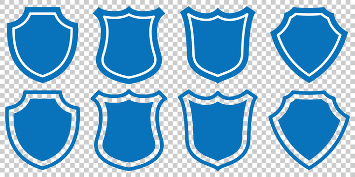 Protect shield security line icons. Badge quality symbol, sign, logo or emblem. Badge quality symbol, sign, logo or emblem. Collection of shield icon vector template isolated. Vector illustration.