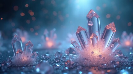 iridescent floating crystal structures