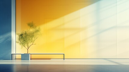 Wall Mural - Minimalist color blocking with soft background, space on the left for text, Backlighting,generative ai illustration