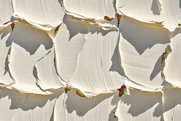 Poster - Textured White Surface with Abstract Layering of Thick Paint, Showcasing Natural Light and Shadows in Unique Patterns and Distinctive Brushwork Techniques