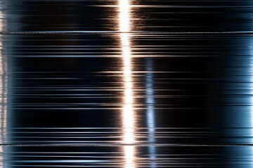 Poster - A brushed metal surface with fine horizontal grooves in a gradient of silver to black