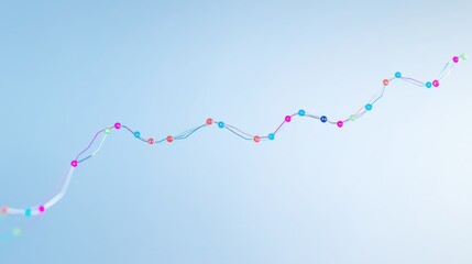 Poster - A 3D rendered graph showcasing a business growth in a futuristic style, with rising lines and colorful data points, symbolizing success