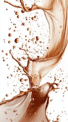 Poster - Dynamic mocha tones dance and swirl against a white canvas, showcasing a vibrant exploration of color and texture in contemporary design
