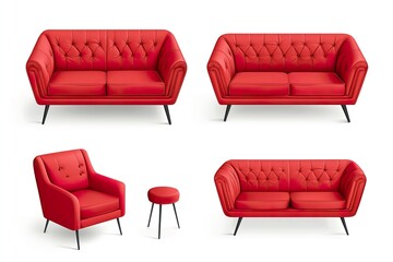 Wall Mural - red leather sofa