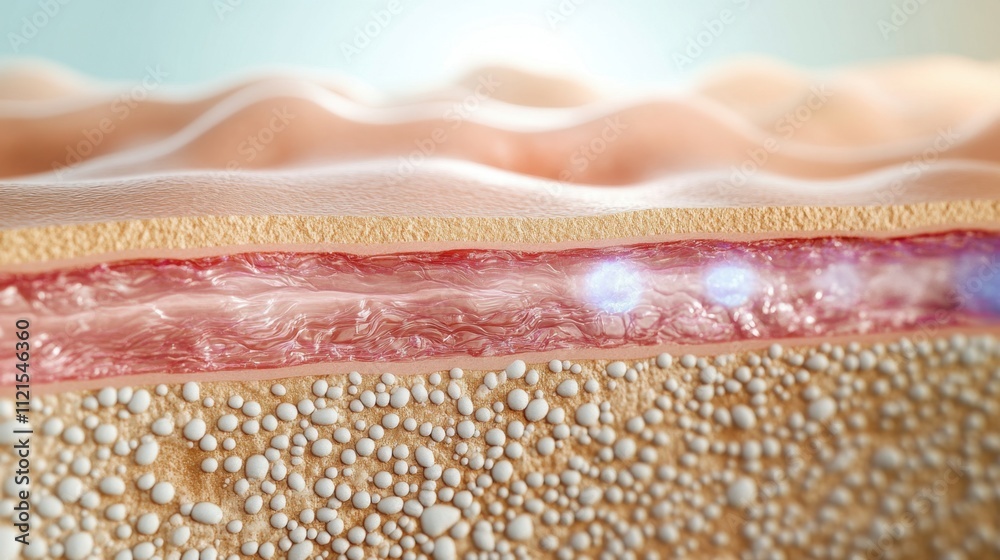 A cross-section of skin layers with laser light and serum vitamins ...