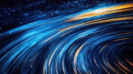 Poster - A cosmic scene featuring streaks of light traveling between stars and galaxies, creating an awe-inspiring sense of vastness and motion