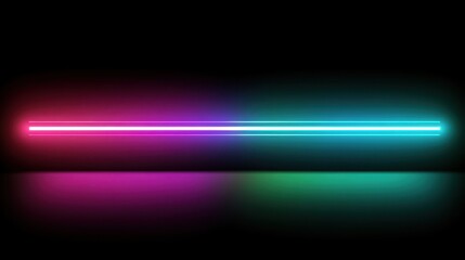 Poster - Vibrant neon streaks in pink, blue, and green over a glowing black background, perfect for dynamic designs