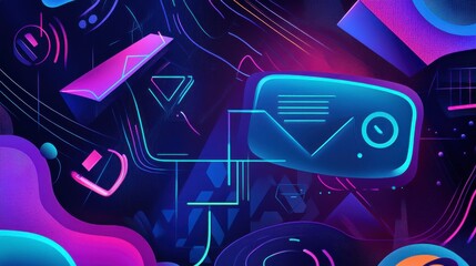 Wall Mural - abstract neon geometric graphic design