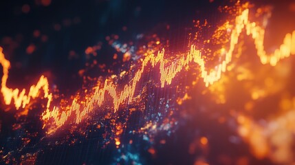 Poster - A glowing line graph showing an upward business trend on a dark background, with dynamic motion effects representing financial success