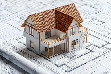 Poster - A realistic photograph of an industrial house under construction, featuring brick and concrete walls with steel frame structures