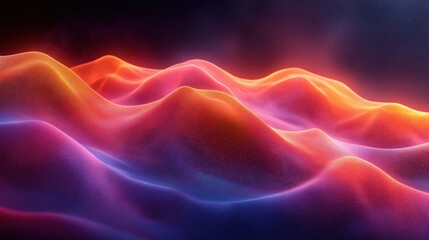 Wall Mural - A colorful, abstract image of a mountain range with a bright orange and blue hue