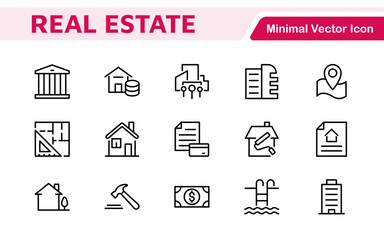 Poster - real estate icon set. a comprehensive collection of stylish and professional icons designed for the 