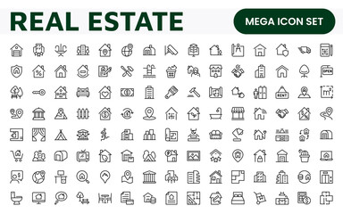 Poster - real estate icon set. a comprehensive collection of stylish and professional icons designed for the 