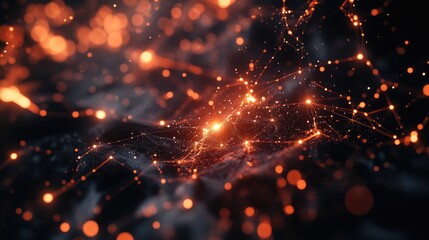 Poster - A particle-like visualization with photons emitting streams of light, surrounded by a glowing aura in a black void