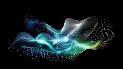 Poster - A vibrant abstract graphic of interconnected dots and lines forming a digital network, with glowing blue and green hues on a black backdrop