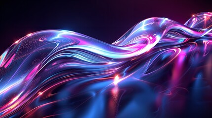Poster - Wavy purple and pink gradient abstract background - silky, vibrant, and starry design.