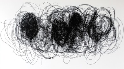 Poster - Abstract scribbled lines in various thicknesses creating a layered effect, with black ink on a white background