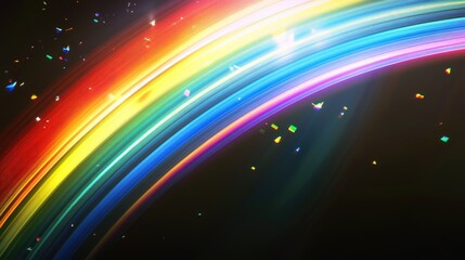 Poster - an abstract close-up of refracted light creating rainbow streaks against a black background, evoking